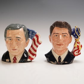2pc Royal Doulton and Bairstow Manor Pottery President Character Jugs