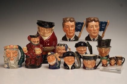 14pc Royal Doulton Character & Toby Jugs, Mini to Large