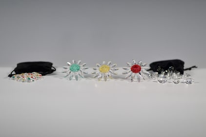 5pc Swarovski Crystal Marguerite and Marguerite Mini Flower Collection