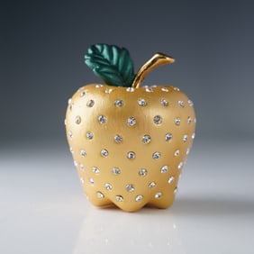 Rucinni Crystal Encrusted Apple Keepsake Box with Leaf Accent