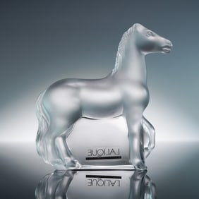 Lalique Crystal Horse Paperweight, Ulysse - Head Up Horse