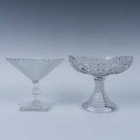 2pc Glass Crystal Pedestal Dishes