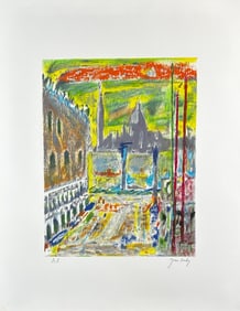 Jean Louby Lithograph Paris Scene, signed