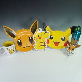 6pc Pokemon Pikachu and Eevee Dishware and Accessories Set