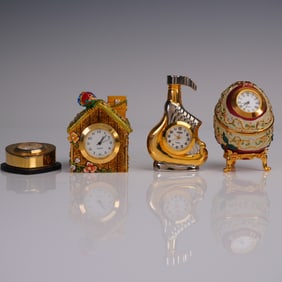 4pc Japanese Miniature Clock Set