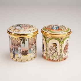 Pair of Halcyon Days Enamels Metropolitan Opera Commemorative Boxes