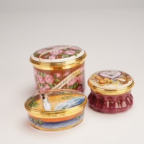3pc Halcyon Days Enamels Music Boxes