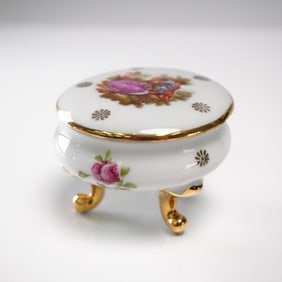 Limoges France Porcelain Trinket Box, Courting Scene
