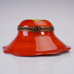 Limoges Porcelain Box, Red Poppy Flower