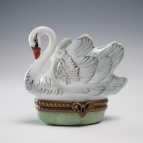 Limoges Porcelain Swan Treasure Box