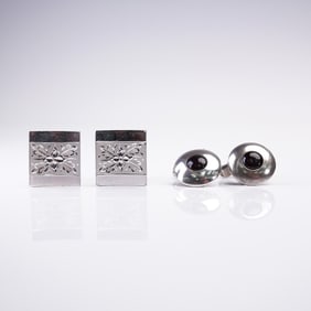 2 Pair Sterling Silver Cufflinks, LaMode & Swank