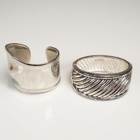 Pair of Silver-Plated Cuff Bracelets