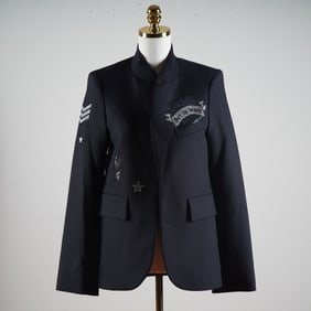 Zadig & Voltaire Embellished Military-Inspired Black Wool Jacket