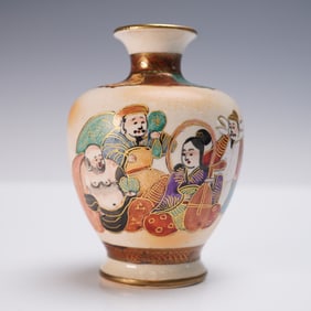 Satsuma Pottery Vase with Figural Decoration