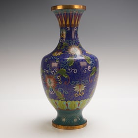 Cloisonne Baluster Vase with Floral Design