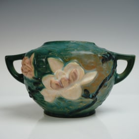 Roseville Pottery Double-Handle Vase, Magnolia