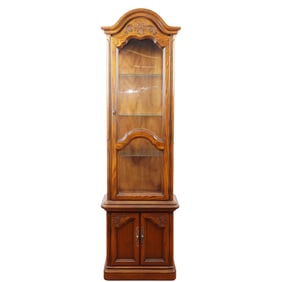 Wooden Lighted Display Cabinet with Glass Shelves