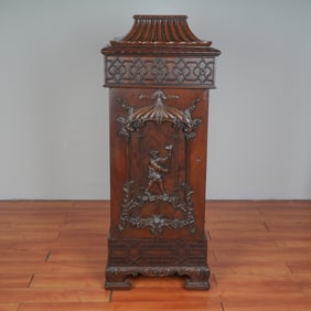 Chippendale Revival Carved Mahogany Pedestal Cabinet
