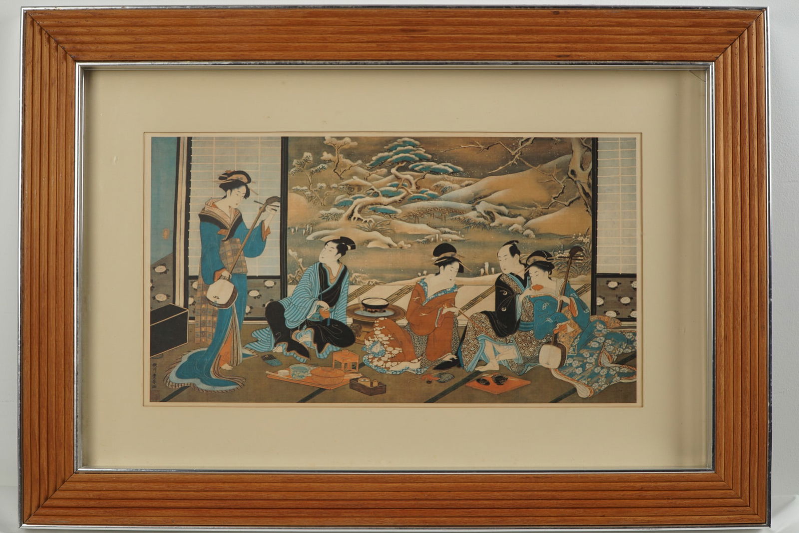 After Utagawa Toyoharu's Color Woodcut, A Winter Party, 20th Century Print (1 of 5)