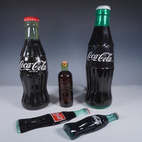 5pc Coca-Cola Collectibles, Bottles and Replica Lamp
