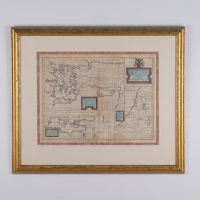 Sutton Nicholls, Antique Handcolored Engraved Map