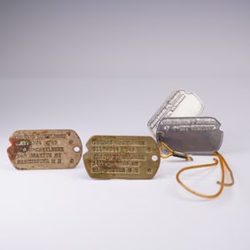 4pc Army Dog Tag Set, WWII Era