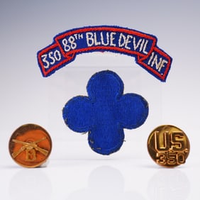 4pc US Army Memorabilia Set, 350th Infantry Blue Devils