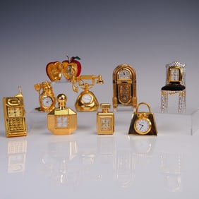 9pc Miniature Timex and Novelty Desk Clocks