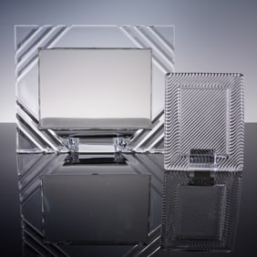2pc Mikasa & Geometric Glass Picture Frames