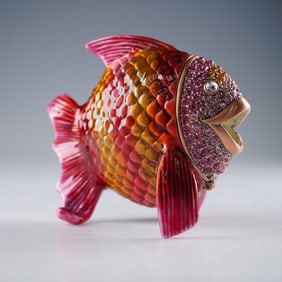 Rucinni Jeweled Happy Fish Keepsake Box with Swarovski Crystals