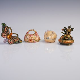 4pc Decorative Enamel Trinket Boxes