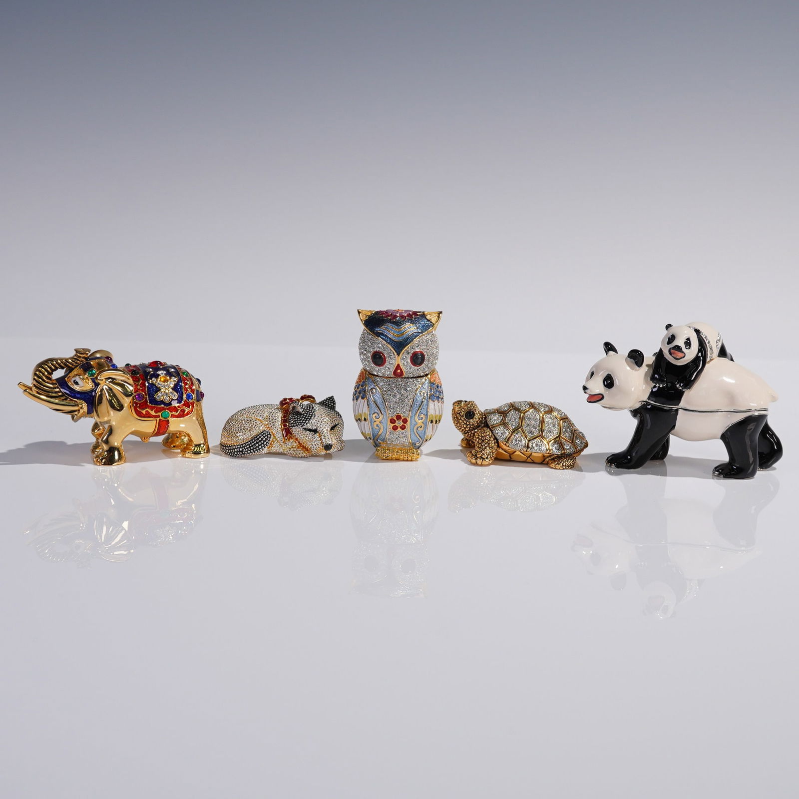 5pc Jeweled Ring and Treasure Boxes with Animal Designs (1 of 5)