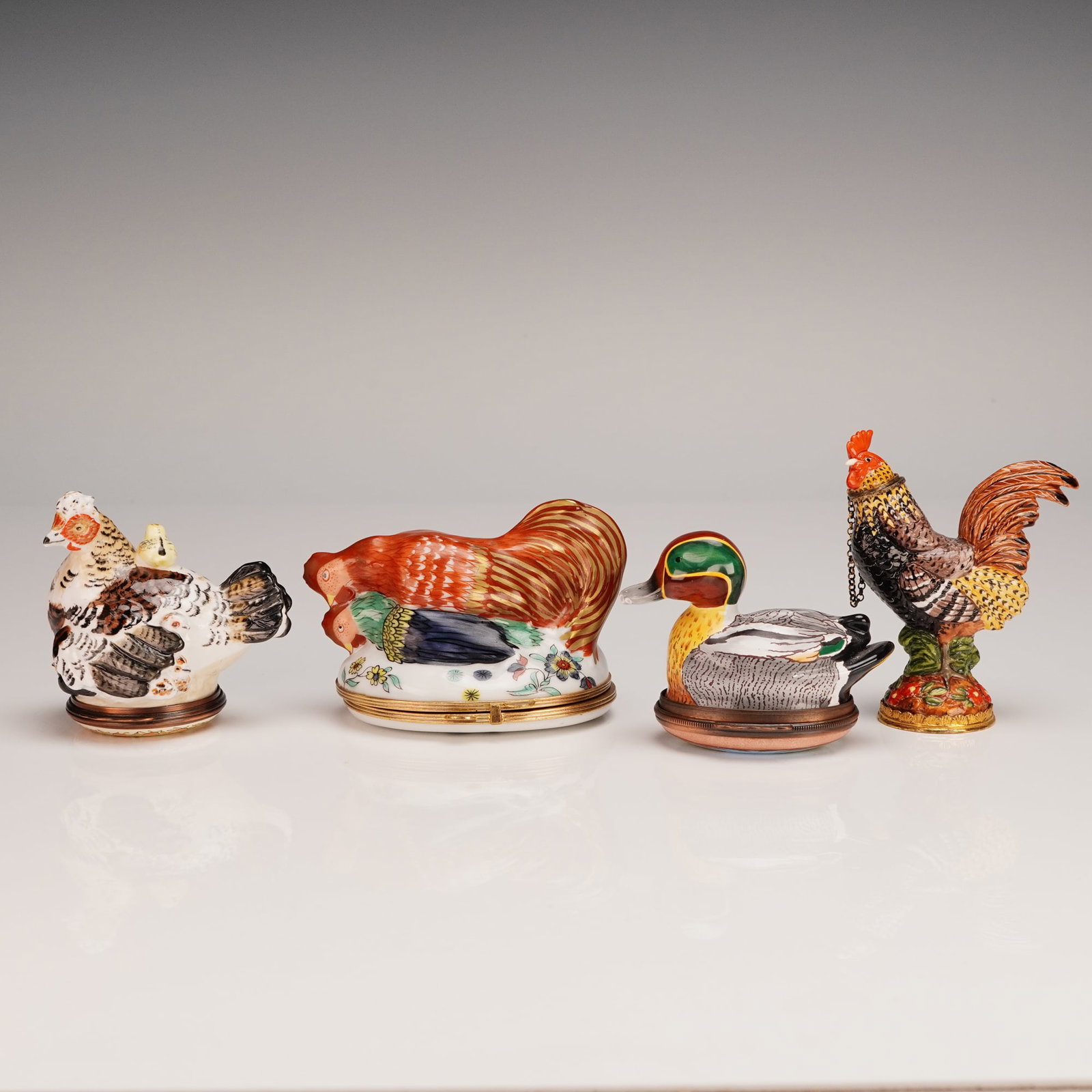 4pc Porcelain Animal Trinket Boxes - Halcyon Days, France, and HD (1 of 7)