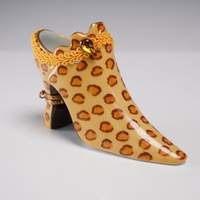 Limoges France Porcelain Figurine, Leopard Print High Heel