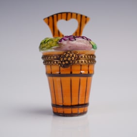 Limoges Porcelain Harvest Basket Trinket Box