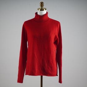 Belle France Pure Cashmere Scarlet Turtleneck Sweater
