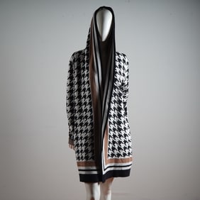 Frank Lyman Montreal Houndstooth Hooded Knit Coat