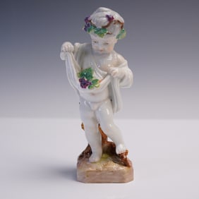 Meissen Porcelain Figurine, Cherub with Grapes