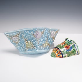 Pair of Beswick English Pottery Wall Pockets, Floral Decorated