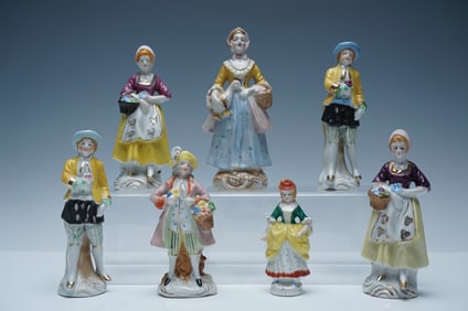 8pc Porcelain Hand Painted Figurines, Made in Japan