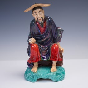 Reg Johnson Studio Pottery Figurine, Tibetan Story Teller