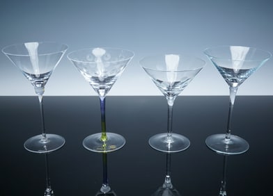 4pc Martini Glasses Set including Moser and Neiman Marcus