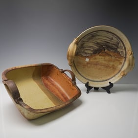 2pc Artisan Metal Dishes, Signed KH & Zappa