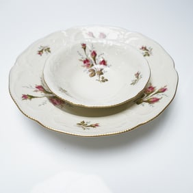 2pc Rosenthal Moss Rose Rim Soup and Cereal Bowls