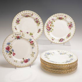 12pc Royal Albert Bone China Flower of the Month Series Plates