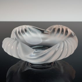 Lalique France Swirled Frosted Crystal Bowl