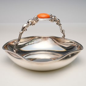 Camusso Sterling Silver Basket with Faux Orange Carnelian
