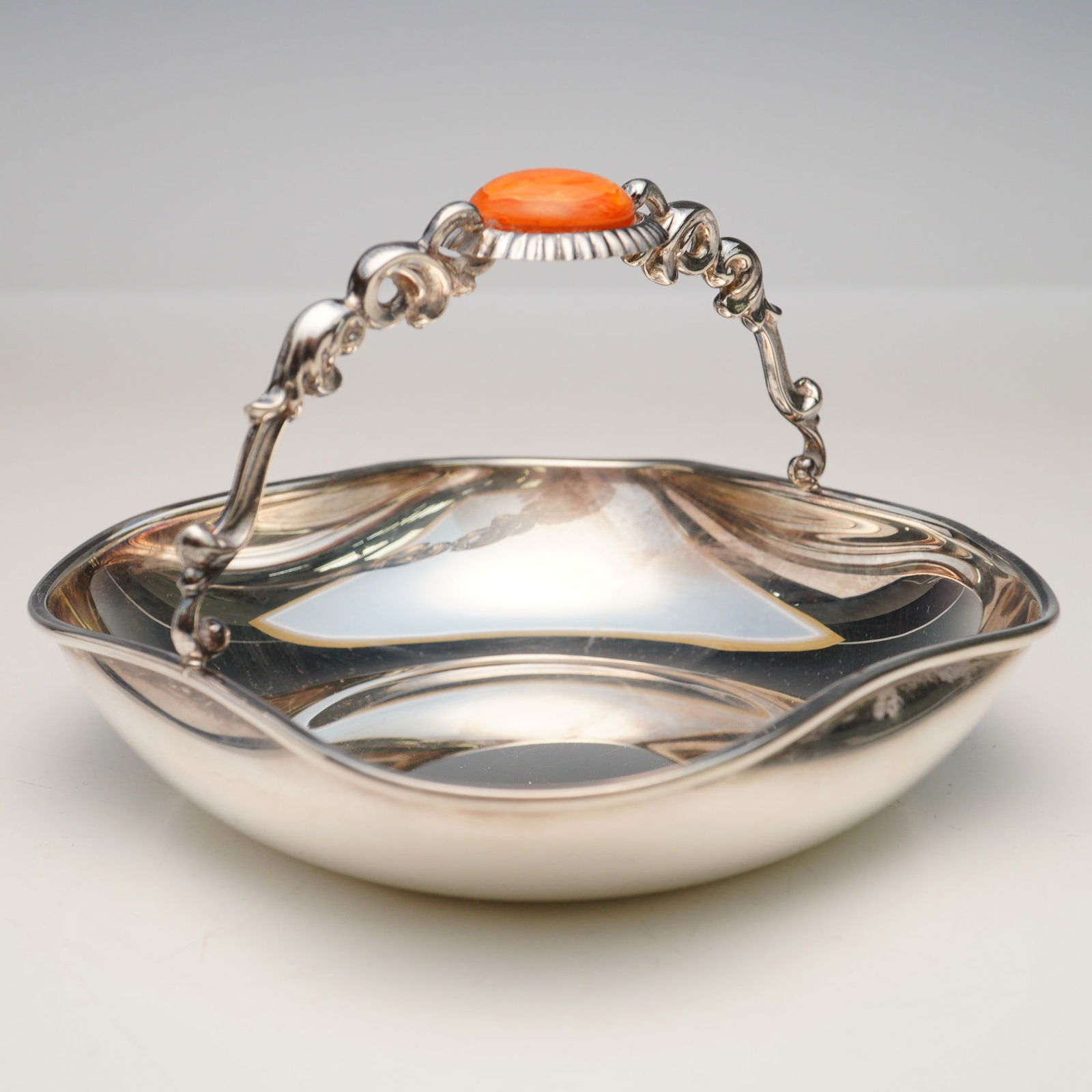 Camusso Sterling Silver Basket with Faux Orange Carnelian (1 of 4)