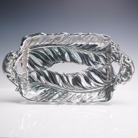 Arthur Court Aluminum Tray with Leopards and Tropical Leaf Relief