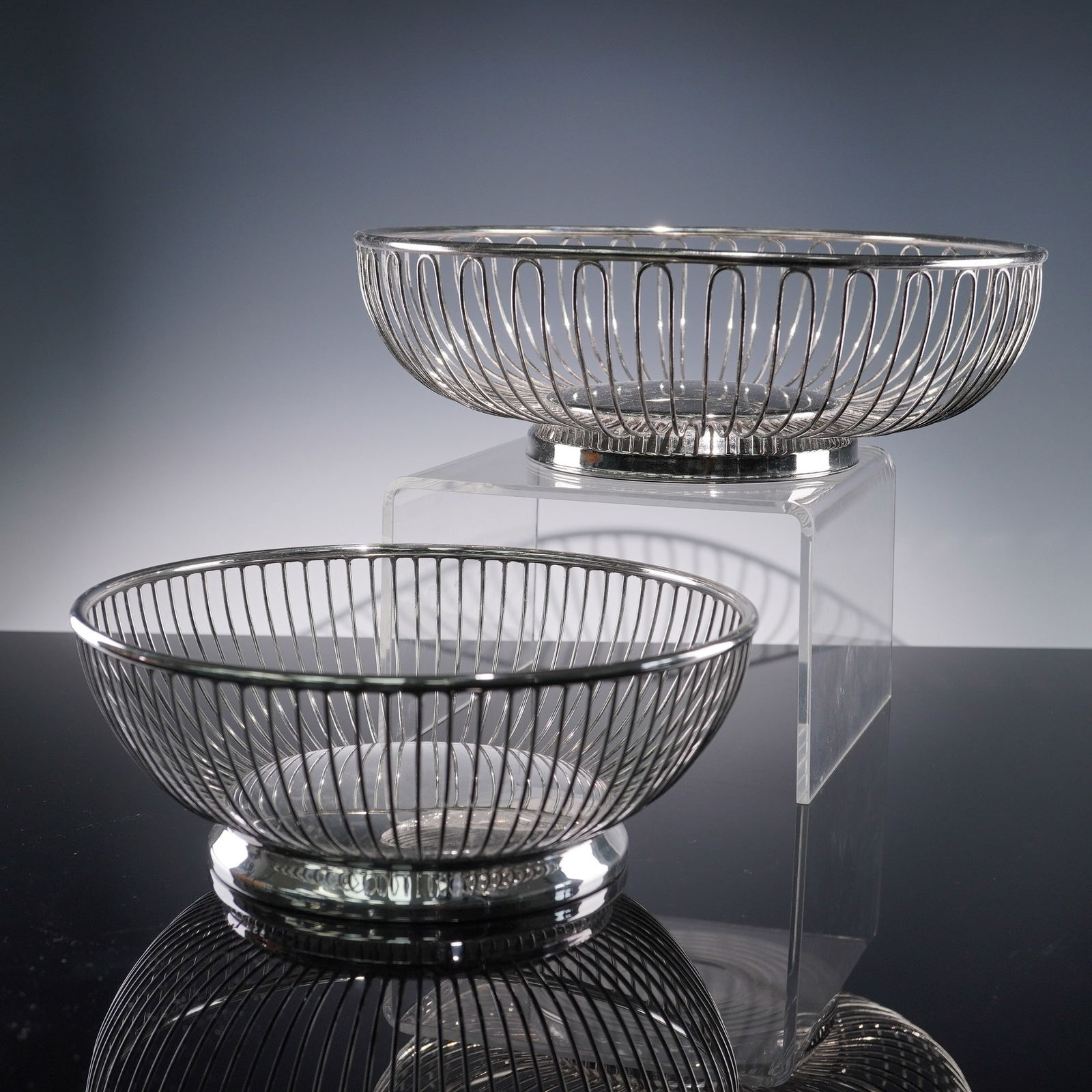 2pc Gorham Silverplated Wirework Bowls (1 of 7)